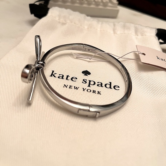 Kate Spade New York Silver Bow Bangle Bracelet with White Dustbag (NWT) - Picture 7 of 9